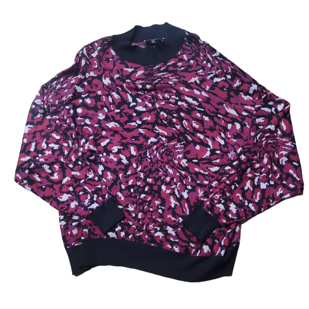 Eloquii Elements Leopard Print Intarsia Mock Neck Sweater Women's Size‎ 18-20